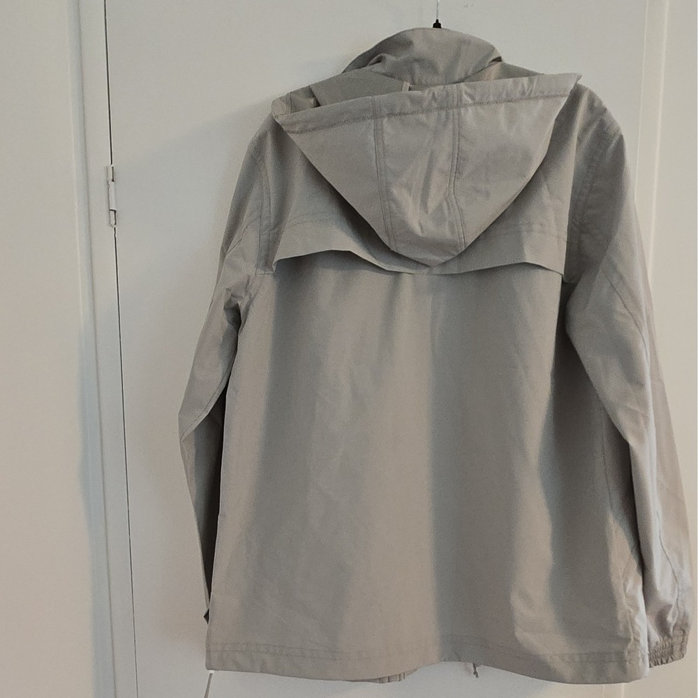 NWT Mens Goodfellow & Co Large Tall Grey Hooded Rain/Wind Zip/Button Up Jacket. - Picture 8 of 12